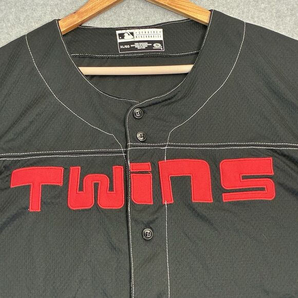 Minnesota Twins Jersey Mens XL Black Red Button Front MLB True Fan NWT - Picture 2 of 7